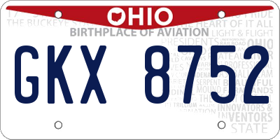 OH license plate GKX8752