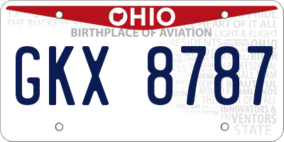 OH license plate GKX8787