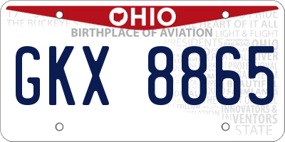 OH license plate GKX8865