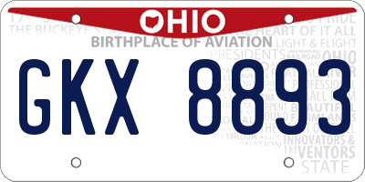 OH license plate GKX8893