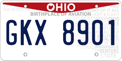 OH license plate GKX8901