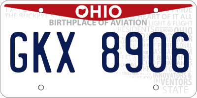 OH license plate GKX8906