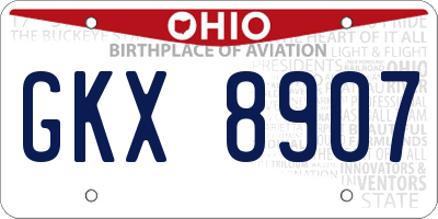 OH license plate GKX8907