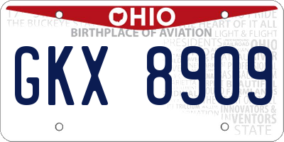 OH license plate GKX8909