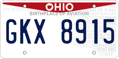 OH license plate GKX8915