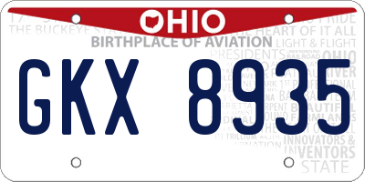 OH license plate GKX8935