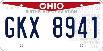OH license plate GKX8941