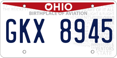 OH license plate GKX8945