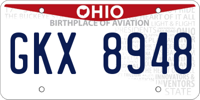 OH license plate GKX8948
