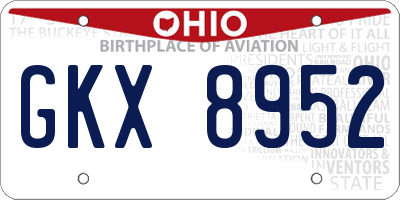 OH license plate GKX8952