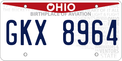 OH license plate GKX8964
