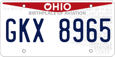 OH license plate GKX8965