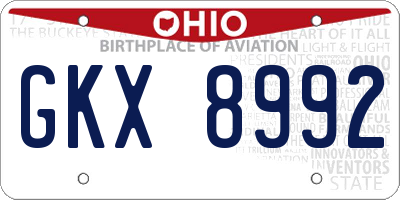 OH license plate GKX8992