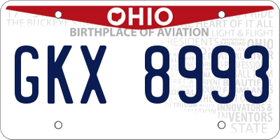 OH license plate GKX8993