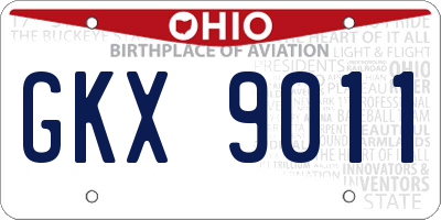 OH license plate GKX9011