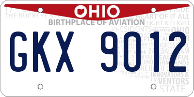 OH license plate GKX9012