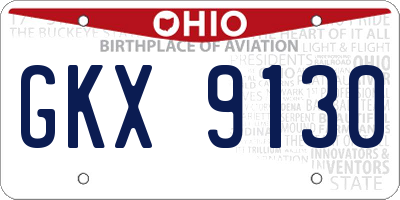 OH license plate GKX9130