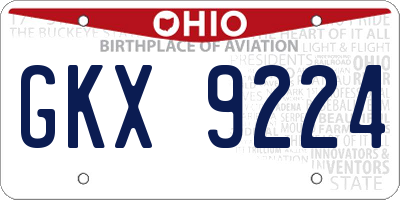 OH license plate GKX9224