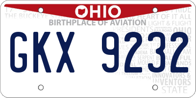 OH license plate GKX9232