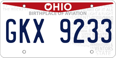 OH license plate GKX9233