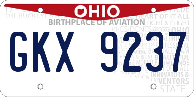 OH license plate GKX9237