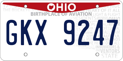 OH license plate GKX9247