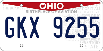 OH license plate GKX9255