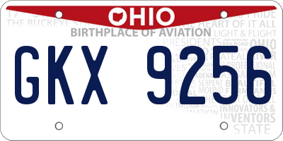 OH license plate GKX9256
