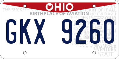 OH license plate GKX9260