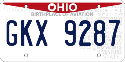 OH license plate GKX9287