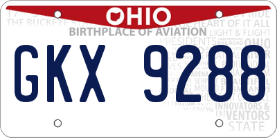 OH license plate GKX9288