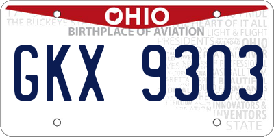 OH license plate GKX9303