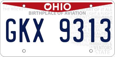 OH license plate GKX9313