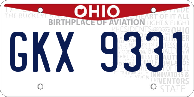 OH license plate GKX9331