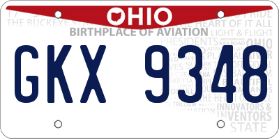 OH license plate GKX9348