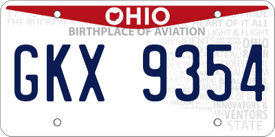 OH license plate GKX9354