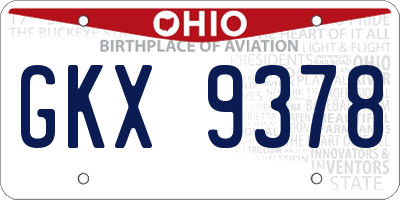 OH license plate GKX9378