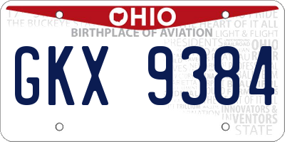 OH license plate GKX9384
