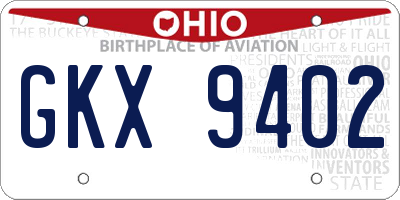 OH license plate GKX9402