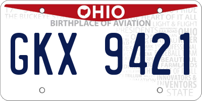 OH license plate GKX9421