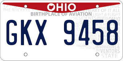 OH license plate GKX9458