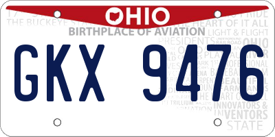 OH license plate GKX9476