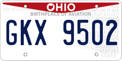 OH license plate GKX9502