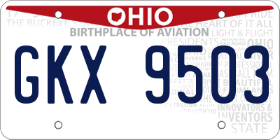 OH license plate GKX9503