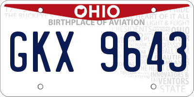OH license plate GKX9643