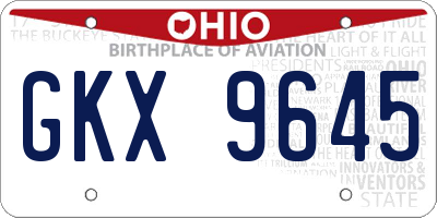 OH license plate GKX9645