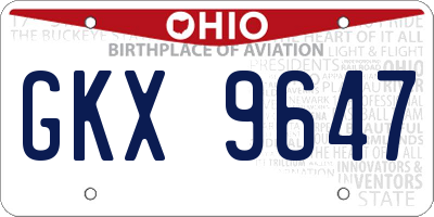 OH license plate GKX9647