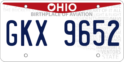 OH license plate GKX9652