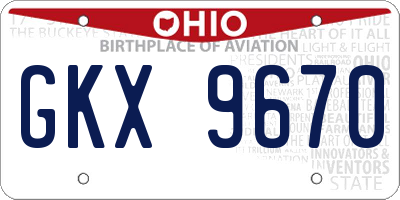 OH license plate GKX9670