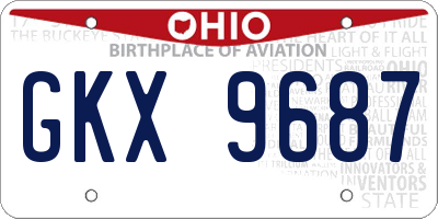 OH license plate GKX9687